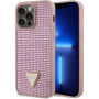 Guess Rhinestones Triangle Metal Logo kryt posiaty kamienkami na iPhone 15 Pro Max - ružový