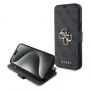 Guess 4G Metal Logo flipové puzdro na iPhone 15 Plus - šedé