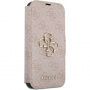 Guess 4G Metal Logo flipové puzdro na iPhone 15 Pro - ružové