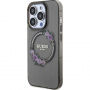 Guess Flowers Ring Glossy Logo kryt s MagSafe na iPhone 13 Pro Max - šedý