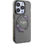 Guess Flowers Ring Glossy Logo kryt s MagSafe na iPhone 13 Pro Max - šedý