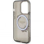 Guess Flowers Ring Glossy Logo kryt s MagSafe na iPhone 13 Pro Max - šedý