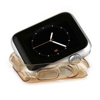 BASEUS ultratenké gumové puzdro pre Apple Watch 42&nbsp;mm (hr. 0,65&nbsp;mm) - zlato-priehľadné