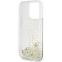 Guess Liquid Glitter Gold Stripe kryt na iPhone 15 Pro Max - číry