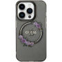 Guess Flowers Ring Glossy Logo kryt s MagSafe na iPhone 13 Pro Max - šedý