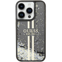 Guess Liquid Glitter Gold Stripe kryt na iPhone 15 Pro Max - šedý