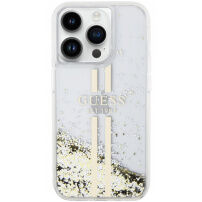 Guess Liquid Glitter Gold Stripe kryt na iPhone 15 Pro Max - číry