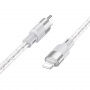 Hoco X99 Crystal Junction silikónový priehľadný nabíjací a dátový kábel USB-C/Lightning na iPhone/iPad/iPod/AirPods - 1 m - šedý