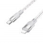 Hoco X99 Crystal Junction silikónový priehľadný nabíjací a dátový kábel USB-C/Lightning na iPhone/iPad/iPod/AirPods - 1 m - šedý