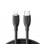 JOYROOM SA29-CL3 silikónový dátový a rýchlonabíjací kábel 30W USB-C/Lightning na iPhone/iPad/iPod/AirPods - 2 m - čierny