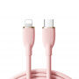 JOYROOM SA29-CL3 silikónový dátový a rýchlonabíjací kábel 30W USB-C/Lightning na iPhone/iPad/iPod/AirPods - 2 m - ružový