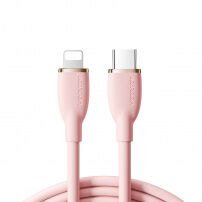 JOYROOM SA29-CL3 silikónový dátový a rýchlonabíjací kábel 30W USB-C/Lightning na iPhone/iPad/iPod/AirPods - 2 m - ružový