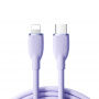 JOYROOM SA29-CL3 silikónový dátový a rýchlonabíjací kábel 30W USB-C/Lightning na iPhone/iPad/iPod/AirPods - 2 m - fialový