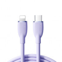 JOYROOM SA29-CL3 silikónový dátový a rýchlonabíjací kábel 30W USB-C/Lightning na iPhone/iPad/iPod/AirPods - 2 m - fialový