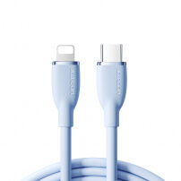 JOYROOM SA29-CL3 silikónový dátový a rýchlonabíjací kábel 30W USB-C/Lightning na iPhone/iPad/iPod/AirPods - 2 m - svetlomodrý