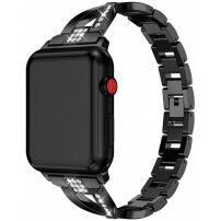 Kovový remienok posiaty kamienkami na Apple Watch 41 mm / 40 mm / 38 mm - čierny