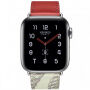 Remienok z PU kože s kovovou prackou pre Apple Watch Ultra 49mm / 46mm / 45mm / 44mm / 42mm - červený