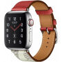 Remienok z PU kože s kovovou prackou pre Apple Watch Ultra 49mm / 46mm / 45mm / 44mm / 42mm - červený