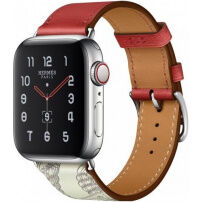 Remienok z PU kože s kovovou prackou pre Apple Watch Ultra 49mm / 46mm / 45mm / 44mm / 42mm - červený