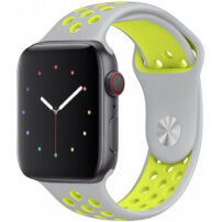 Silikónový remienok pre Apple Watch 42mm / 41mm / 40mm / 38mm - sivo-žltý