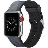 Silikónový remienok so sivým vzorom pre Apple Watch 42mm / 41mm / 40mm / 38mm - čierny