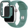 Silikónový remienok s puzdrom s tvrdeným sklom pre Apple Watch 38mm - petrolejový