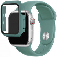 Silikónový remienok s puzdrom s tvrdeným sklom pre Apple Watch 38mm - petrolejový