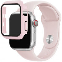 Silikónový remienok s puzdrom s tvrdeným sklom pre Apple Watch 38mm - staroružový