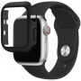 Silikónový remienok s puzdrom s tvrdeným sklom pre Apple Watch 42mm - čierny