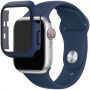 Silikónový remienok s puzdrom s tvrdeným sklom pre Apple Watch 42mm - tmavomodrý