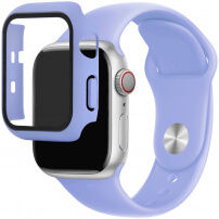 Silikónový remienok s puzdrom s tvrdeným sklom pre Apple Watch 42mm - fialový