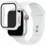 Silikónový remienok s puzdrom s tvrdeným sklom pre Apple Watch 41mm / 40mm - biely