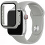 Silikónový remienok s puzdrom s tvrdeným sklom pre Apple Watch 41mm / 40mm - sivý