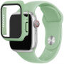 Silikónový remienok s puzdrom s tvrdeným sklom pre Apple Watch 41mm / 40mm - pastelovo zelený