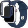 Silikónový remienok s puzdrom s tvrdeným sklom pre Apple Watch 41mm / 40mm - tmavomodrý