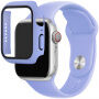 Silikónový remienok s puzdrom s tvrdeným sklom pre Apple Watch 45mm / 44mm - fialový