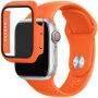 Silikónový remienok s puzdrom s tvrdeným sklom pre Apple Watch 45mm / 44mm - oranžový