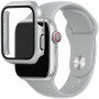 Silikónový remienok s puzdrom s tvrdeným sklom pre Apple Watch 45mm / 44mm - svetlosivý