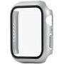 Silikónový remienok s puzdrom s tvrdeným sklom pre Apple Watch 45mm / 44mm - svetlosivý