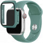 Silikónový remienok s puzdrom s tvrdeným sklom pre Apple Watch 45mm / 44mm - petrolejový