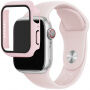 Silikónový remienok s puzdrom s tvrdeným sklom pre Apple Watch 45mm / 44mm - staroružový