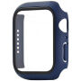 Silikónový remienok s puzdrom s tvrdeným sklom pre Apple Watch 45mm / 44mm - tmavomodrý