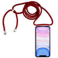 Transparentný kryt so šnúrkou na iPhone 11 - červený