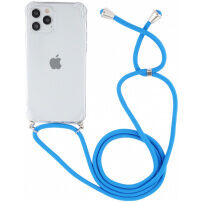 Transparentný kryt so šnúrkou na iPhone 12 / 12 Pro - modrý