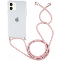 Transparentný kryt so šnúrkou na iPhone 12 mini - ružový