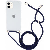 Transparentný kryt so šnúrkou na iPhone 11 - tmavomodrý