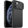 Matný kryt s posuvnou krytkou kamery na iPhone 11 Pro Max - čierny
