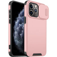 Matný kryt s posuvnou krytkou kamery na iPhone 11 Pro Max - ružový