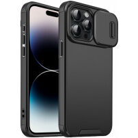 Matný kryt s posuvnou krytkou kamery na iPhone 14 Pro - čierny