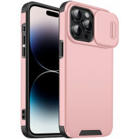 Matný kryt s posuvnou krytkou kamery na iPhone 14 Pro Max - ružový